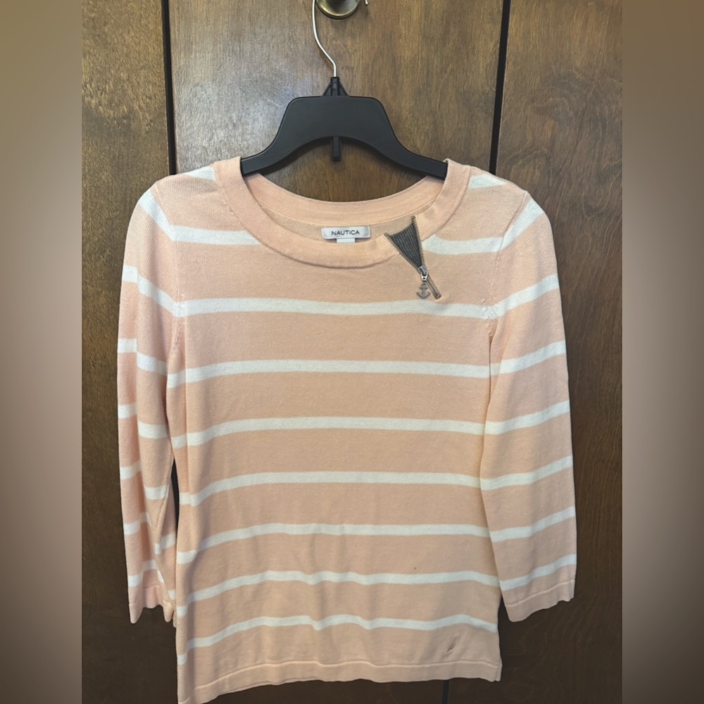 Nautica pink striped sweater